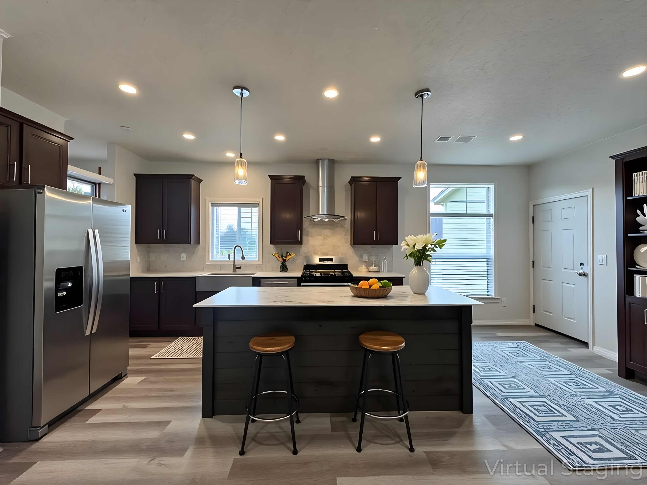 elegant kitchen with oversized island at brooke view in boise id scaled