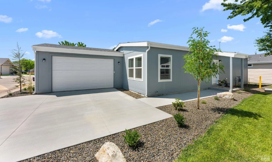 low maintenance single story home exterior with garage at brooke view in boise id